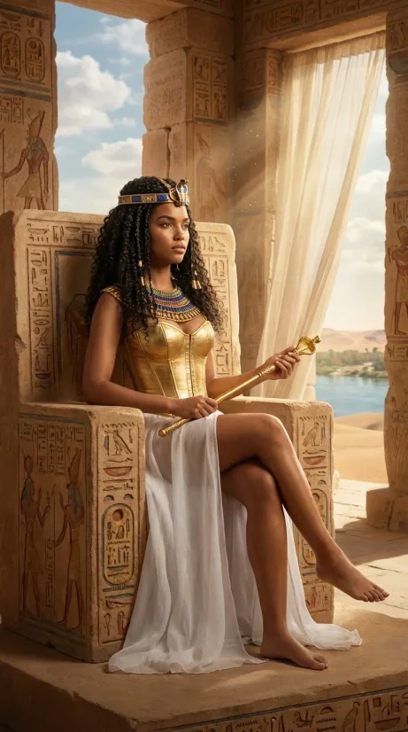 Egyptian Queen on Throne - Majestic Portrait
