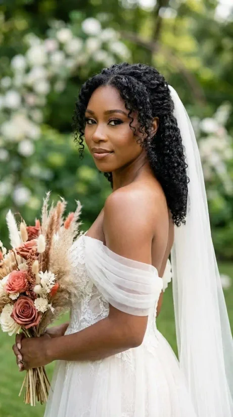 Boho Bride with Dried Flowers - Romantic Wedding Portrait