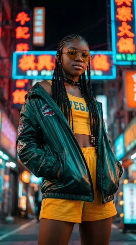 Cyberpunk Neon Street Portrait - Urban Fashion Photography