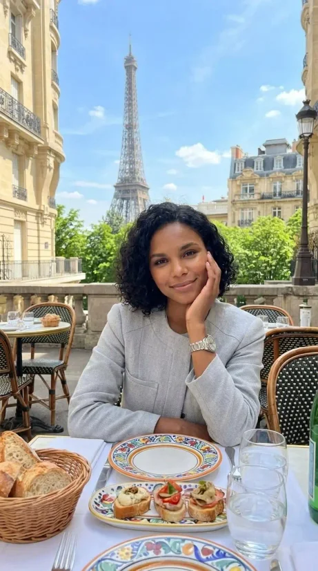 Paris Café with Eiffel Tower - Lifestyle Travel Portrait