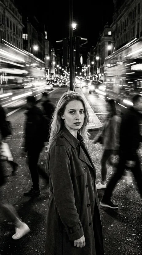 Noir Street Motion Blur Portrait - Raw Cinematic