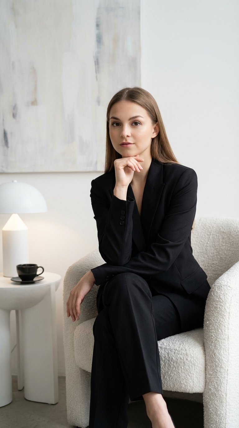 Elegant White Chair Portrait - High Fashion Photography
