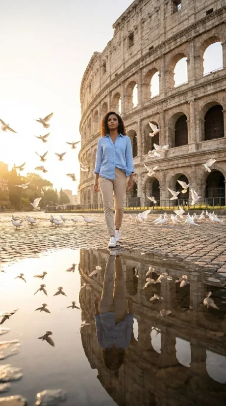 Rome Sunrise with Doves - Cinematic Travel
