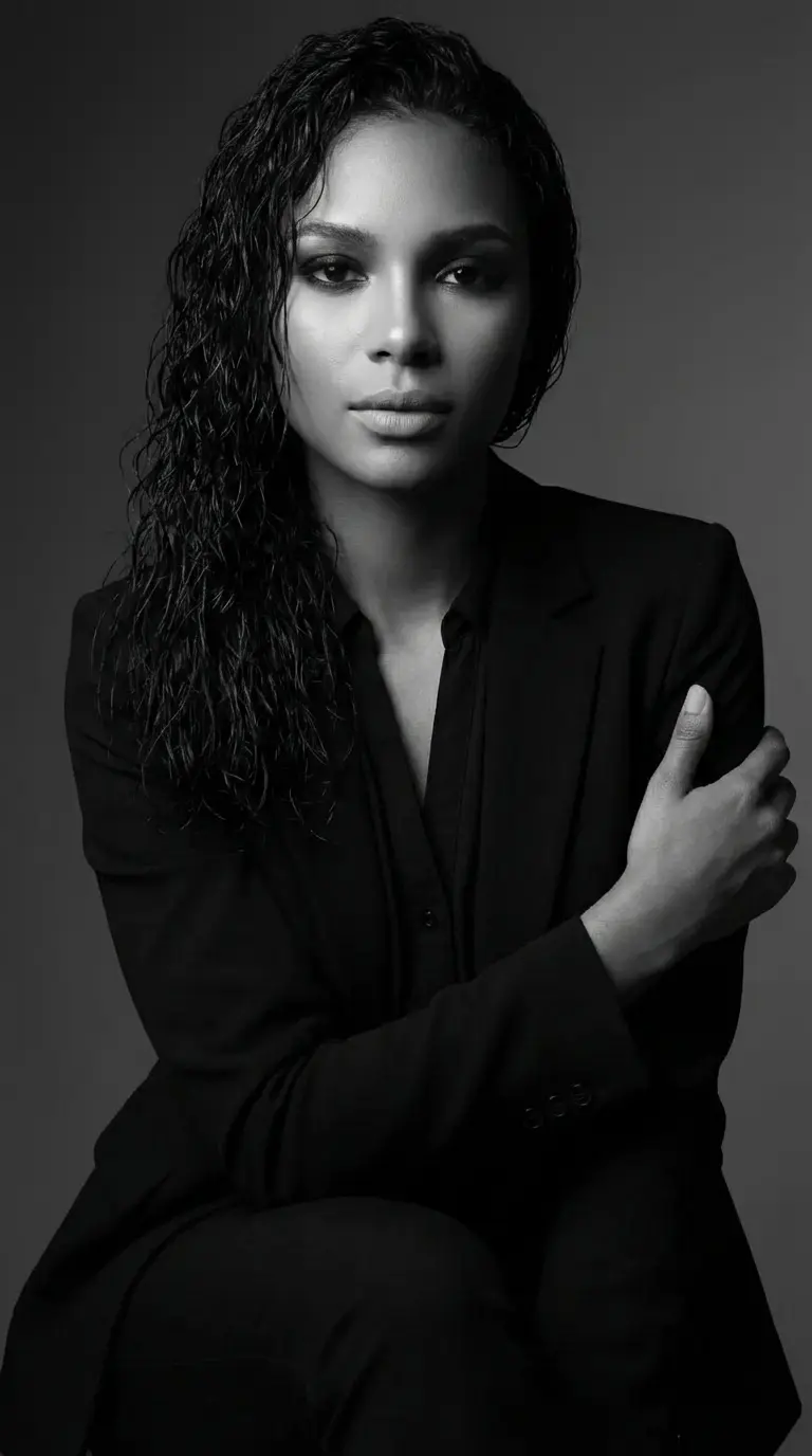 Elegant Black & White Studio Portrait