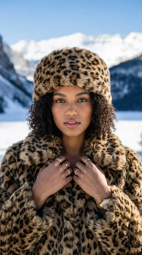 Winter Leopard Fur - Alpine Luxury Portrait